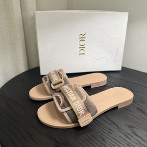 Christian Dior Revolution Nylon Slide Sandal Nude 38